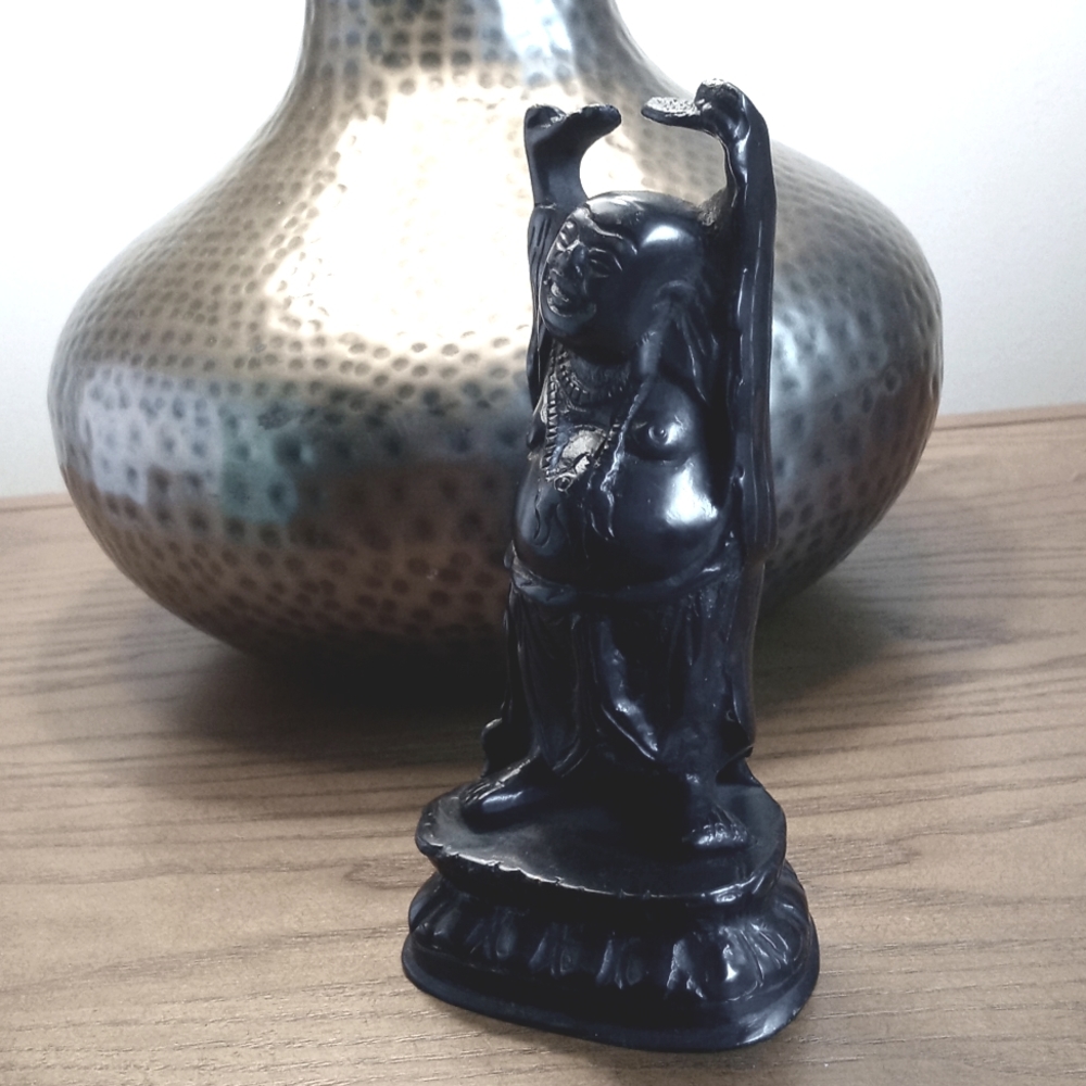 Antique Bronze/ Brass Happy Buddha 7” Sculpture Figurine India Tibetan